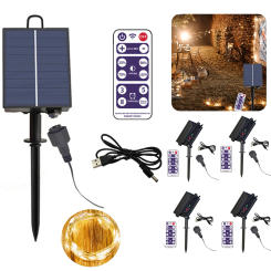 1-2PCS 1200MAH Solar Battery Box Kit Solar Lithium Battery Panel With 8 Flash Modes Remote Controller for LED String Strip Lamp