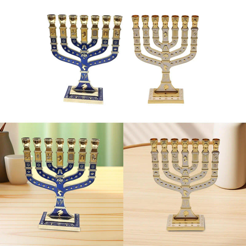 Description Picture 5 of item7 Branches Menorah Candelabrum Candle Stand, Tabletop Ornament, Candelabra for Festival Living Room