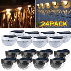 Solar Fence Light Outdoor Waterproof Wall Lamps Garden Energy Light Festoon Decoration LED for Garden Step Patio Stairs 1-24PCS