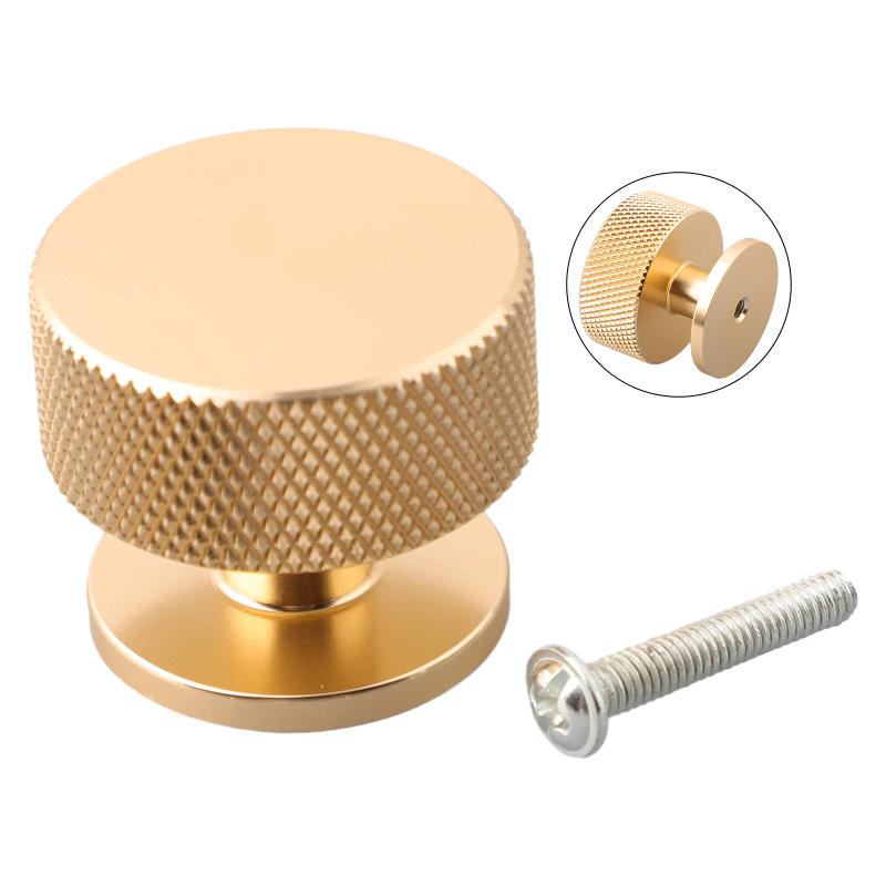 Description Picture 2 of itemKnurled Cabinet Knob Aluminium Matt Black Silver Gold Kitchen Drawer Door Cupboard Pulls Round Handle For Home Decoration