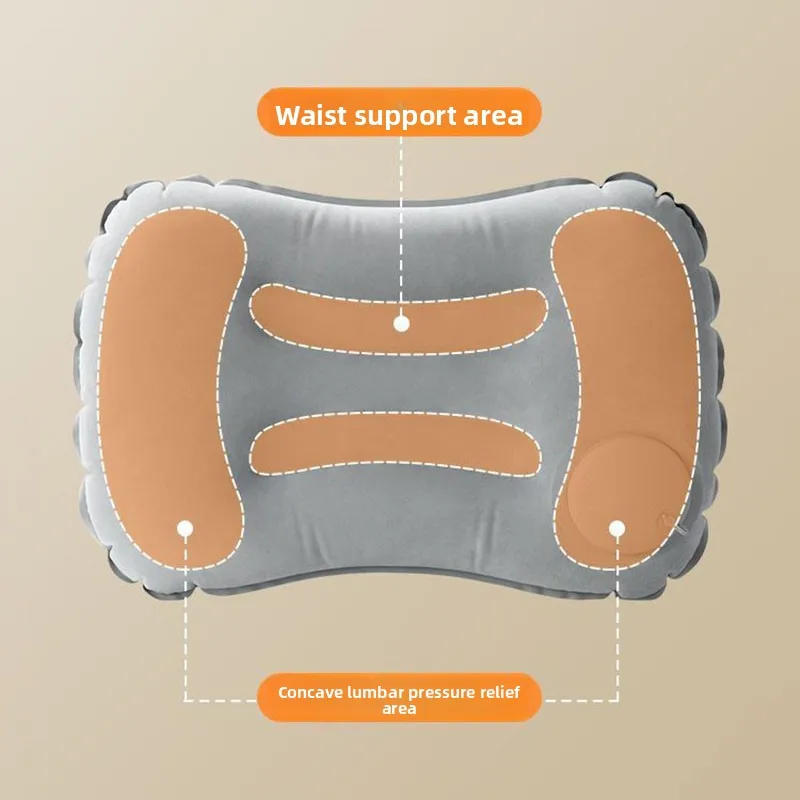 Description Picture 3 of itemVelvet Inflatable Lumbar Pillow Square Shape -Press To Fill Travel Cushion for Car Office, Foldable Portable Back & Neck Support