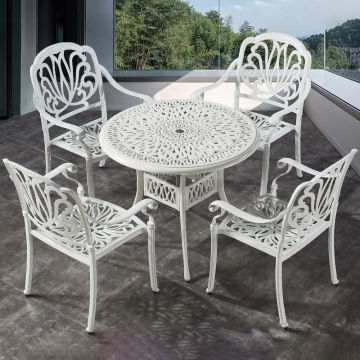 European-style Villa Balcony Leisure Table and Chair White Simple Outdoor Table Aluminum Furniture Garden Iron Table Waterproof