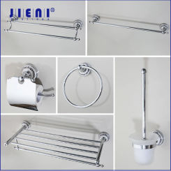 JIENI Bathroom Accessories Sets Chrome Finished Towel Rack Towel  Bar Towel Ring Paper Holder Toilet Brush Holder With Pattern