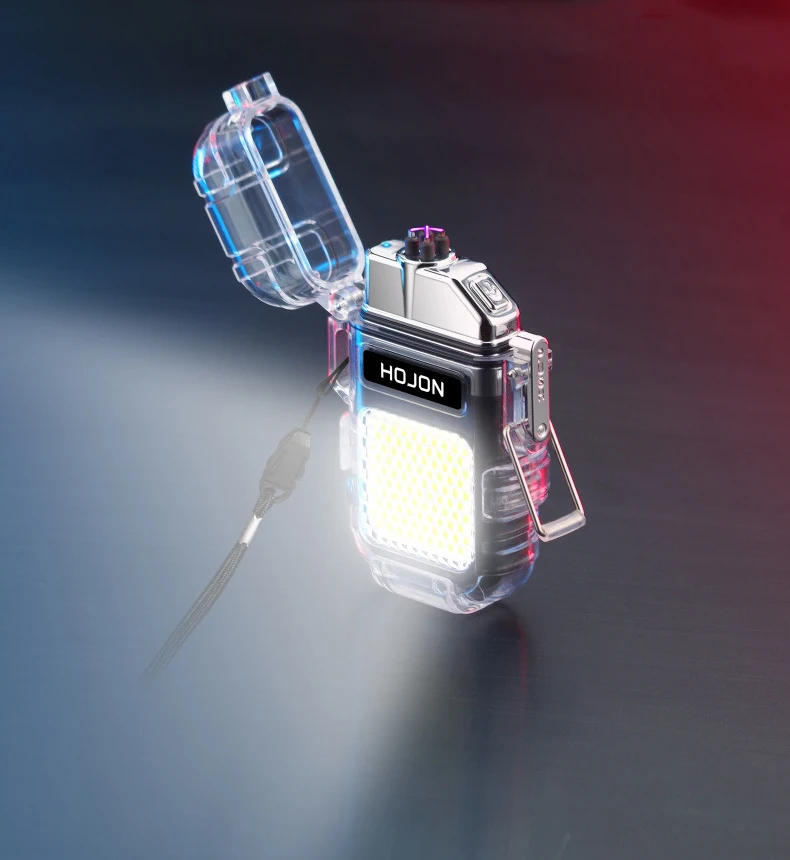 Description Picture 3 of itemLuminous Transparent Waterproof Lighter Plasma Double Arc Windproof Lighter USB Rechargeable Lighter Outdoor Camping Gift