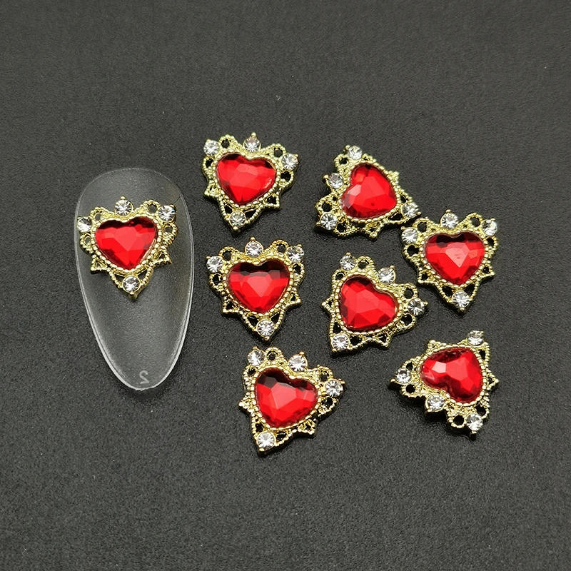 Description Picture 4 of item10Pcs Cherry Heart Nail Charms Jewelry Luxury Nail Parts Gems Stone Crystal Rhinestones Nail Art Decorations Accessories