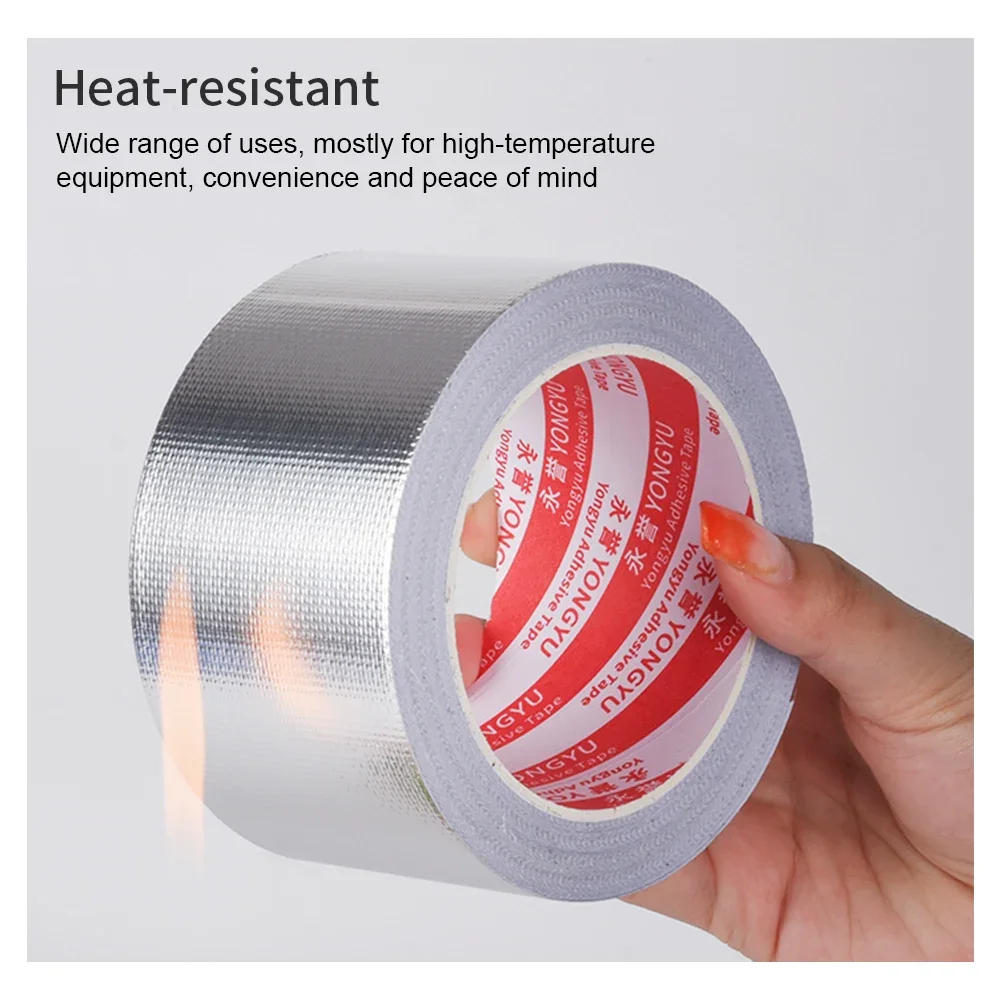 Description Picture 6 of item20m Heavy-Duty High-Temperature Resistant Fiberglass Aluminum Foil Tape for HVAC Sealing, Fireproof Heat Resistant Tape