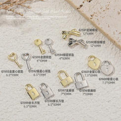 20PCS 3D Mini Alloy Love Key Lock Glossy Gold Silver Metal Nail Art Rhinestones Decorations Manicure Cute Ornaments Accessories