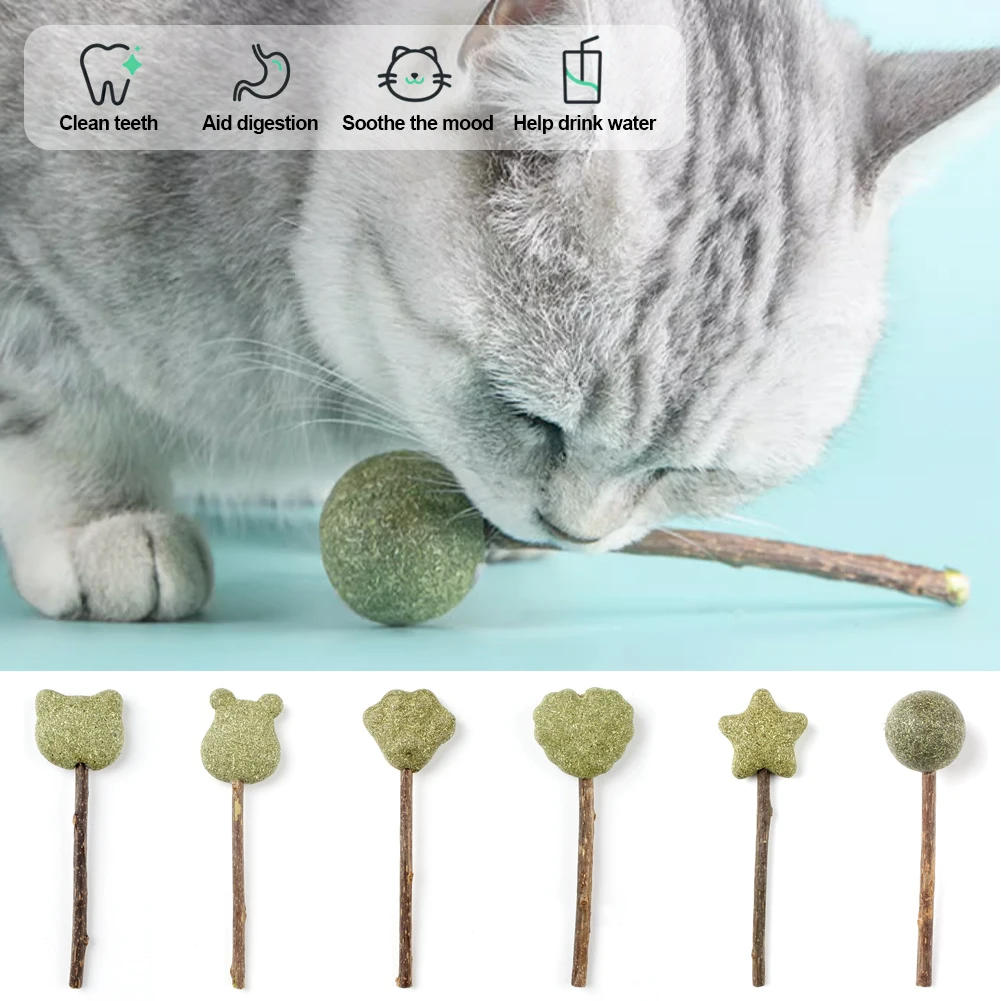 Description Picture 2 of itemCute Shape Freshen Catnip Ball Toy Cat Licking Playing Snacks Cat Mint Breath Mint Lollipop Toy Cat Supplies Pet Digesting Tool