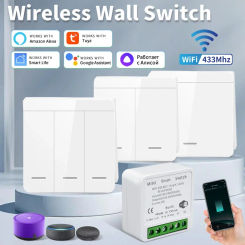 Tuya Smart WiFi Switch For Lighting RF 433MHz Wireless Switch Smart Life APP Voice Control Work With Alice Alexa Google Home