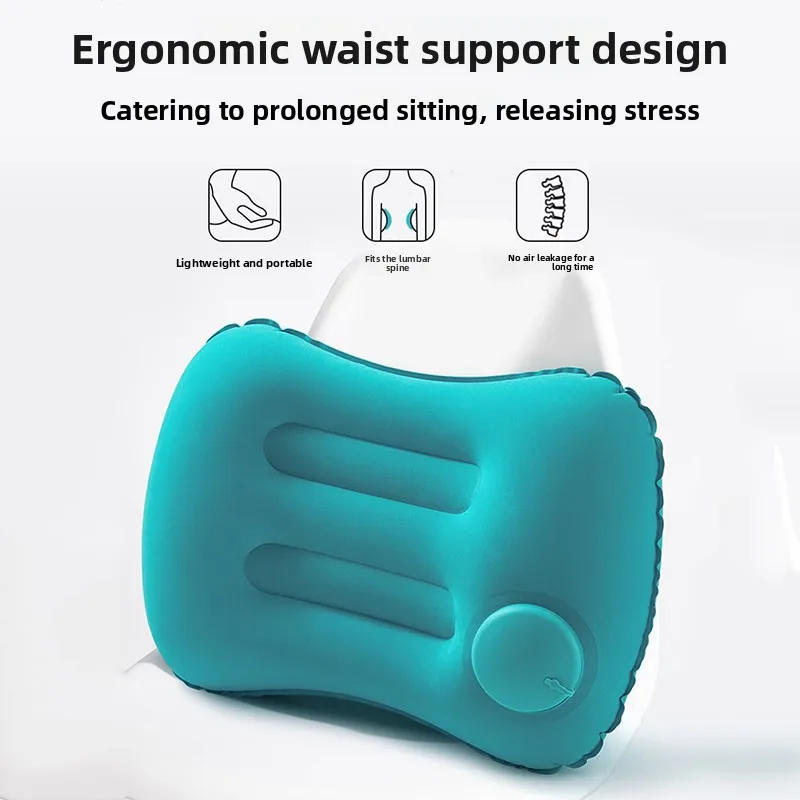 Description Picture 6 of itemVelvet Inflatable Lumbar Pillow Square Shape -Press To Fill Travel Cushion for Car Office, Foldable Portable Back & Neck Support