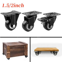 2pcs 1.5 inch 2inch Heavy Duty Black Swivel Castor Wheels Trolley Furniture Caster PP Material Flat Brake Gold Drill Caster