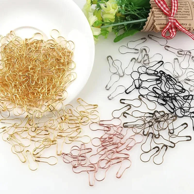 Description Picture 2 of item100pcs Safety Pins Calabash Pear Shape Cross Stitch Metal Clips Knitting Stitch Marker Tag Hangtag Gourd Pin Fastener Crafts DIY