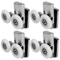 4Pcs Shower Door Wheels 23Mm Shower Door Rollers Heavy Duty Zinc Alloy Dual Wheel For Both Flat Sliding Shower Doors