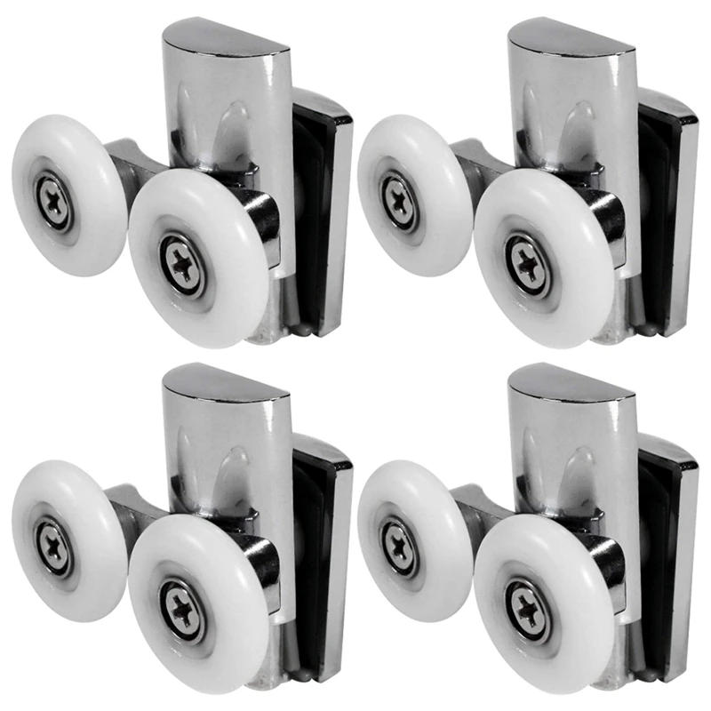 Description Picture 2 of item4Pcs Shower Door Wheels 23Mm Shower Door Rollers Heavy Duty Zinc Alloy Dual Wheel For Both Flat Sliding Shower Doors