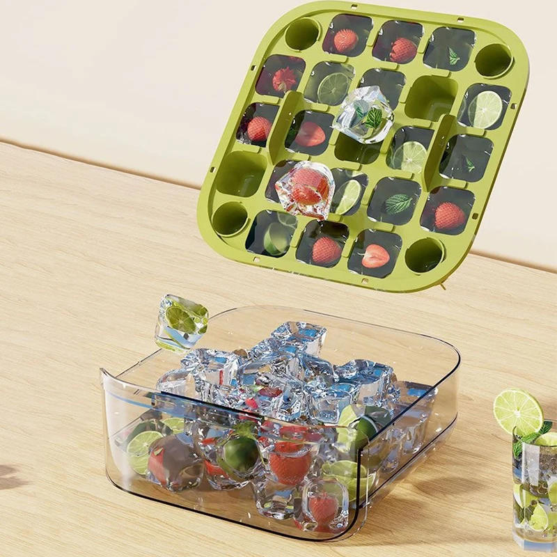 Description Picture 4 of itemIce Cube Tray with Lid and Bin, 2 Packs Ice Cube Trays for Freezer, Easy Release Ice Tray for Drinks, Whiskey, Cocktail, Coffee