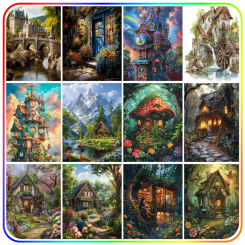 SDOYUNO-Diamond Painting,House Forest Scenery ,Diamond Mosaic Paintings Set,Diy,Diamond Art Accessories,Cross Stitch Kit Printed