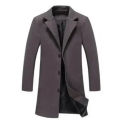 Single Breasted Lapel Long Coat Jacket Fashion Autumn Winter Casual Overcoat Plus Size Trench Men's Woolen Coats Solid Color