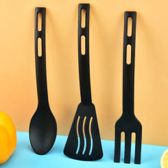 3PCS Mini Nylon Kitchen Utensils Set For Kids Kitchen Cooking Tools  Slotted Turner Solid Spoon Fork Spade Fork Spoon Dinnerware