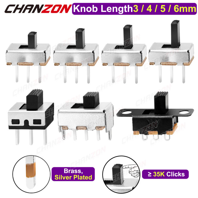 Description Picture 2 of item3mm 4mm 5mm 6mm Micro Slide Switch Spdt 3Pin 5 Positions ss12f15 ss12f44 1p2t Small Toggle Mount Terminal Contact for Arduino