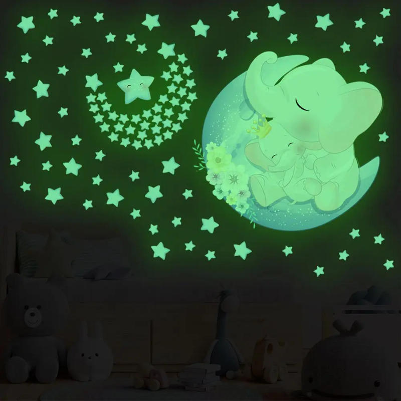 Description Picture 5 of itemLuminous Stars Wall Stickers For Kids Baby Room Bedroom Ceiling Home Decor Fluorescent Cartoon Bear Glow In The Dark Stickers