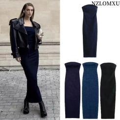Off Shoulder Denim Dress Woman Blue Corset Long Dress Women Midi Bodycon Dresses For Women 2025 Elegant Party Dresses