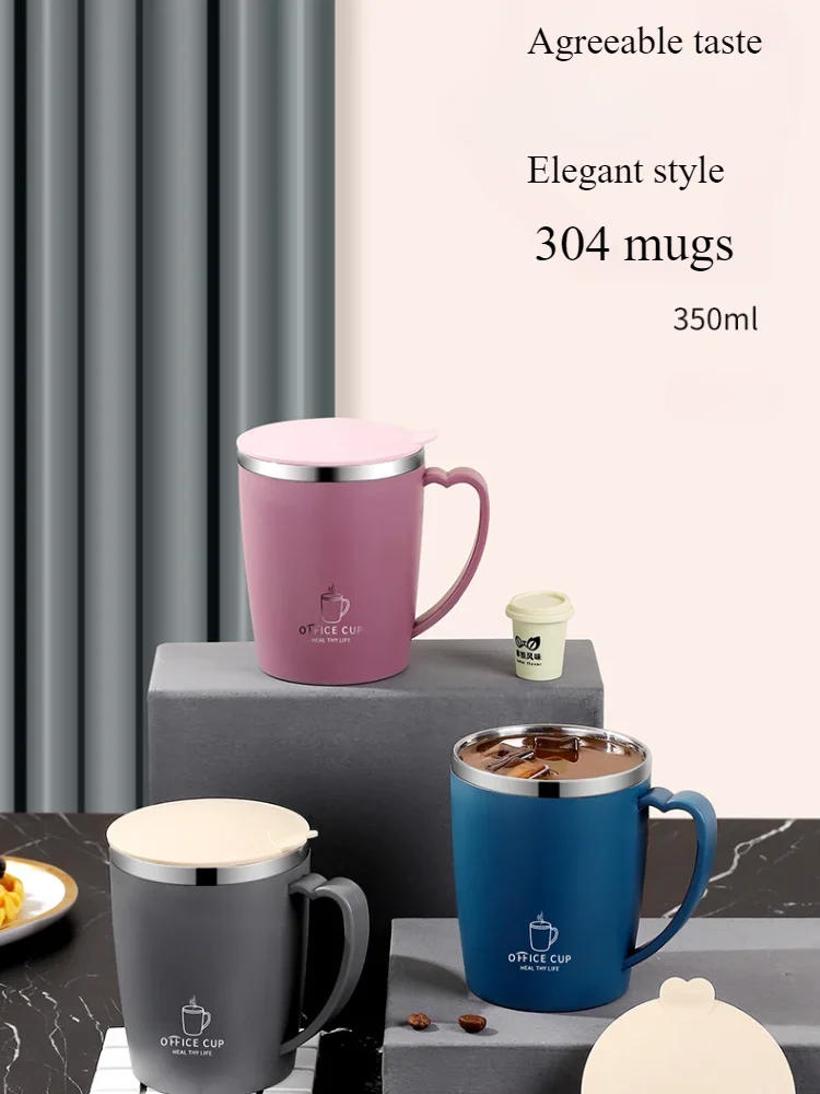 Description Picture 2 of item350ml Vacuum Cup Portable Mug Insulated Cup for Outdoor Traveling Double Wall Stainless Steel Coffee Cup with Handle and Lid