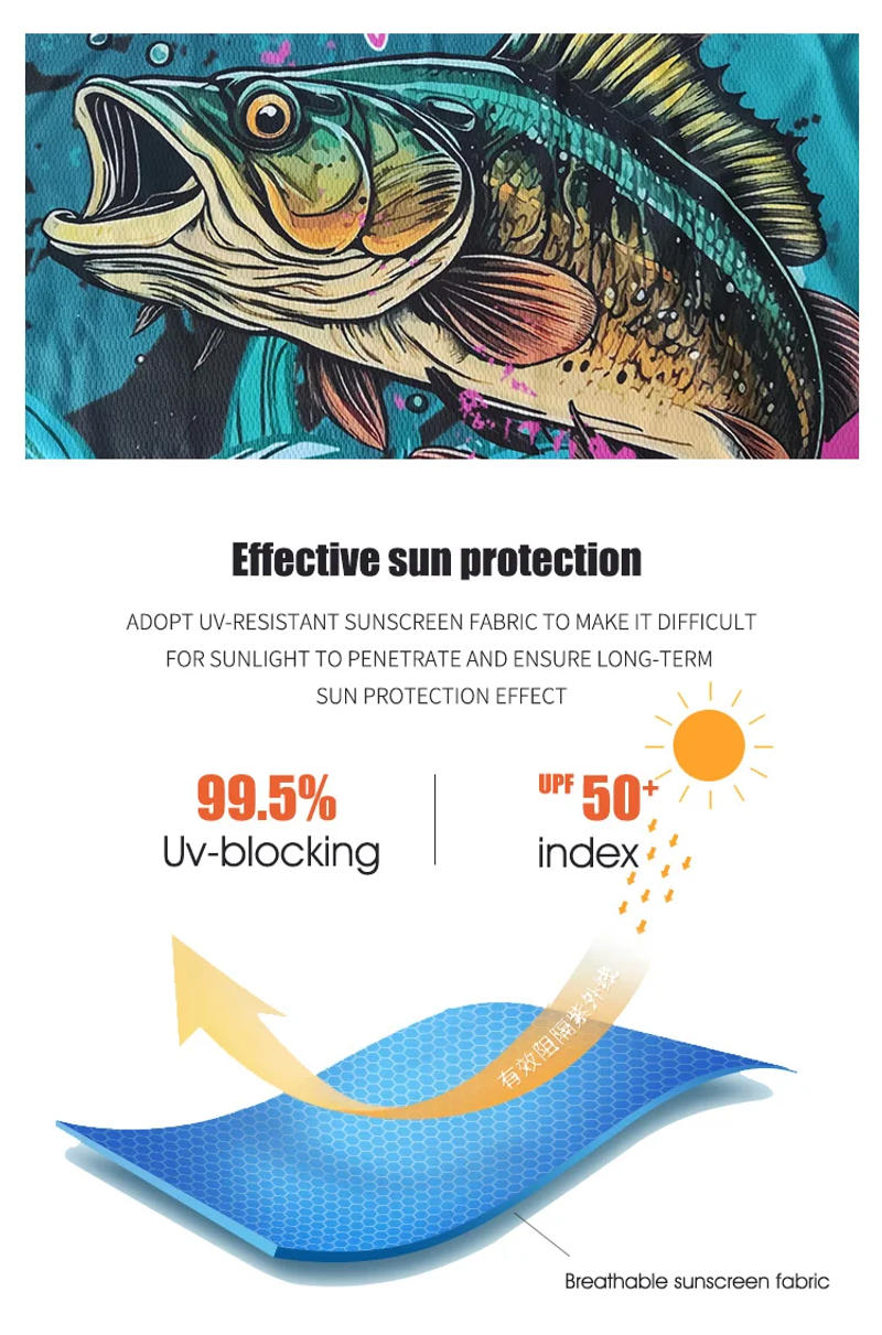 Description Picture 5 of item2025 SPATA Outdoor Sports Fishing Shirts Anti-UV Fishing Jersey Sunscreen Breathable Moisture-wicking Quick-Dry FIshing Clothing