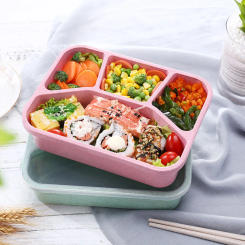 Bento Box Lunch Box Adult LunchBox Containers for Toddler Kids Adults 4 Compartments Fork Leak-Proof Microwave Dishwasher
