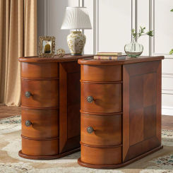 Tribesigns Wood End Table Set of 2, Narrow Solid Side Table 2-Drawer Slim Chair Side Table, No Assembly Required, Finished Back,