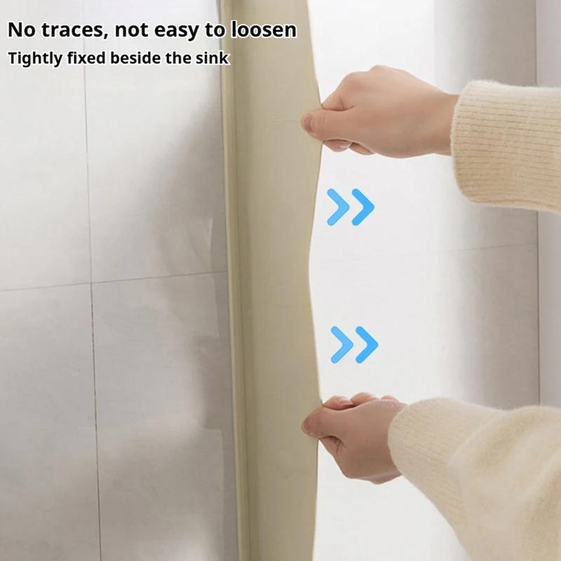 Description Picture 6 of itemSilicone Sink Water Splash Guard Kitchen Sink Water Baffle Suction Cup Type Bar Countertop Washbasin Water Blocking Strip Wider