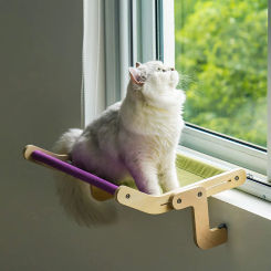 MEWOOFUN Cat Window Perch Lounge Mount Hammock Window Seat Bed Shelves for Indoor Cats No Drilling No Suction Cup