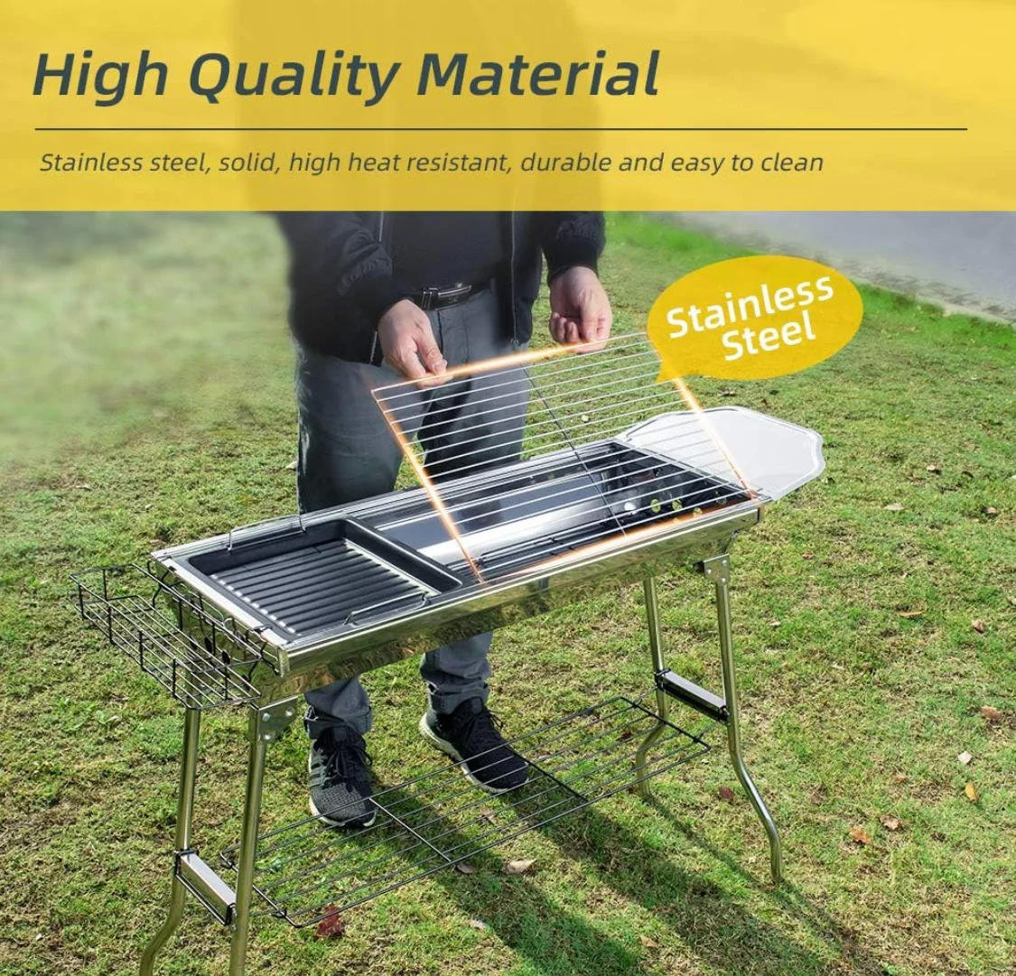 Description Picture 5 of itemHeavy-Duty Outdoor Portable Charcoal BBQ Grill with Cast Iron Grates and Smoking Cabinet