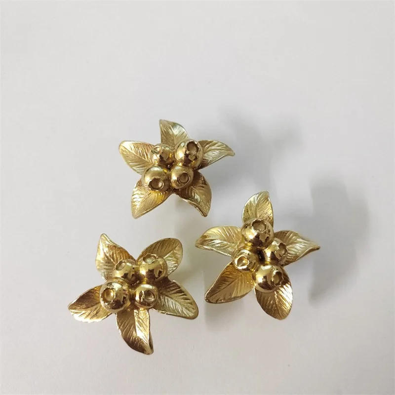 Description Picture 6 of itemGolden Flower Cabinet Door Handle Handmade Pure Copper Bud Flowers Wardrobe Drawer Knob Handles Furniture Pulls Diy