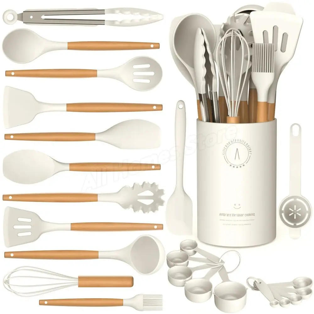 Description Picture 5 of item14PCS Silicone Kitchen Utensils Cooking Set Food Grade Cookware Utensils Turner Spatula Measuring Spoon Practical Kitchenware