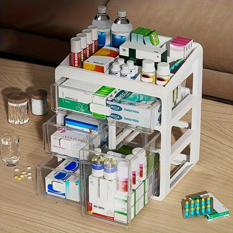 Description Picture 2 of item1 household medicine cabinet, home medicine manager, drawer type large-capacity medicine medical multi-purpose multi storage box
