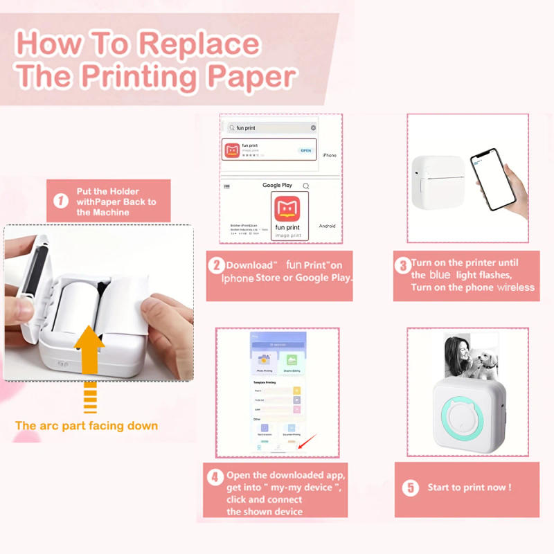 Description Picture 5 of itemPortable Mini printer,thermal pocket Label printer, for Android or IOS APP, inkless sticker printer, suitable for home, office