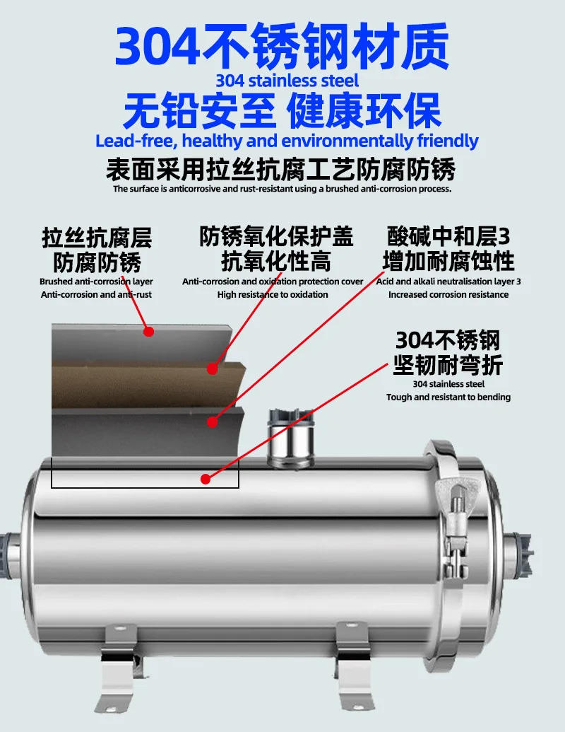 Description Picture 5 of itemWhole House Water Filtration System 0.01 Micron Stainless Steel Water Filter PVDF Ultrafiltration Membrane Reduces Lead,8000L/H
