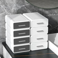 Desktop Drawer Storage Box Stackable Desk Storage Box with Handle Large Capacity Desktop Sundries Organizer Home Storage