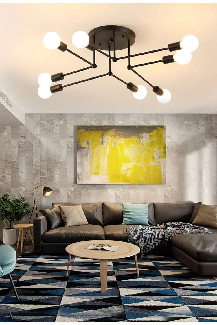 Description Picture 3 of itemNordic Creative Ceiling Lamp Minimal Postmodern Iron Lamps Black Gold Bedroom Study Living Room LED Ceiling Lamp