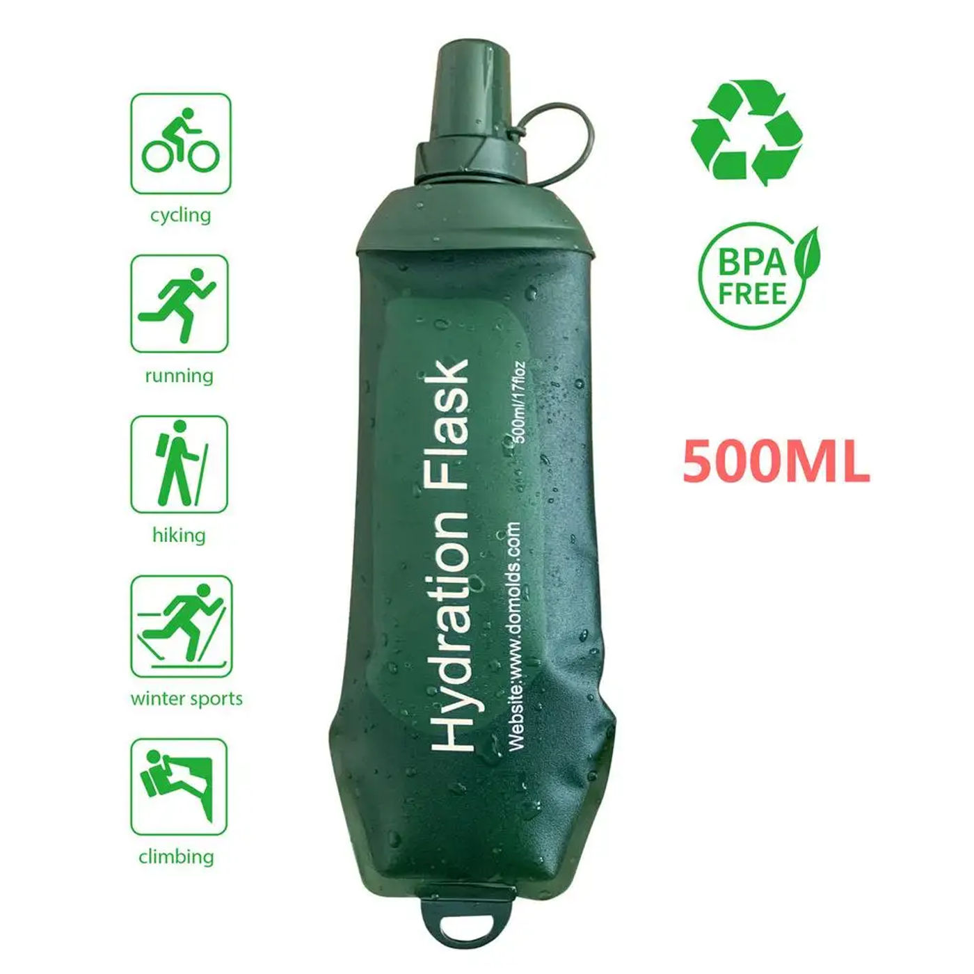 Description Picture 3 of item1PC 150ml/250ml/500ml Water Bottle TPU Folding Soft Flask Sport Water Bottle Collapsibles TPU Soft Flask For Outdoor Running