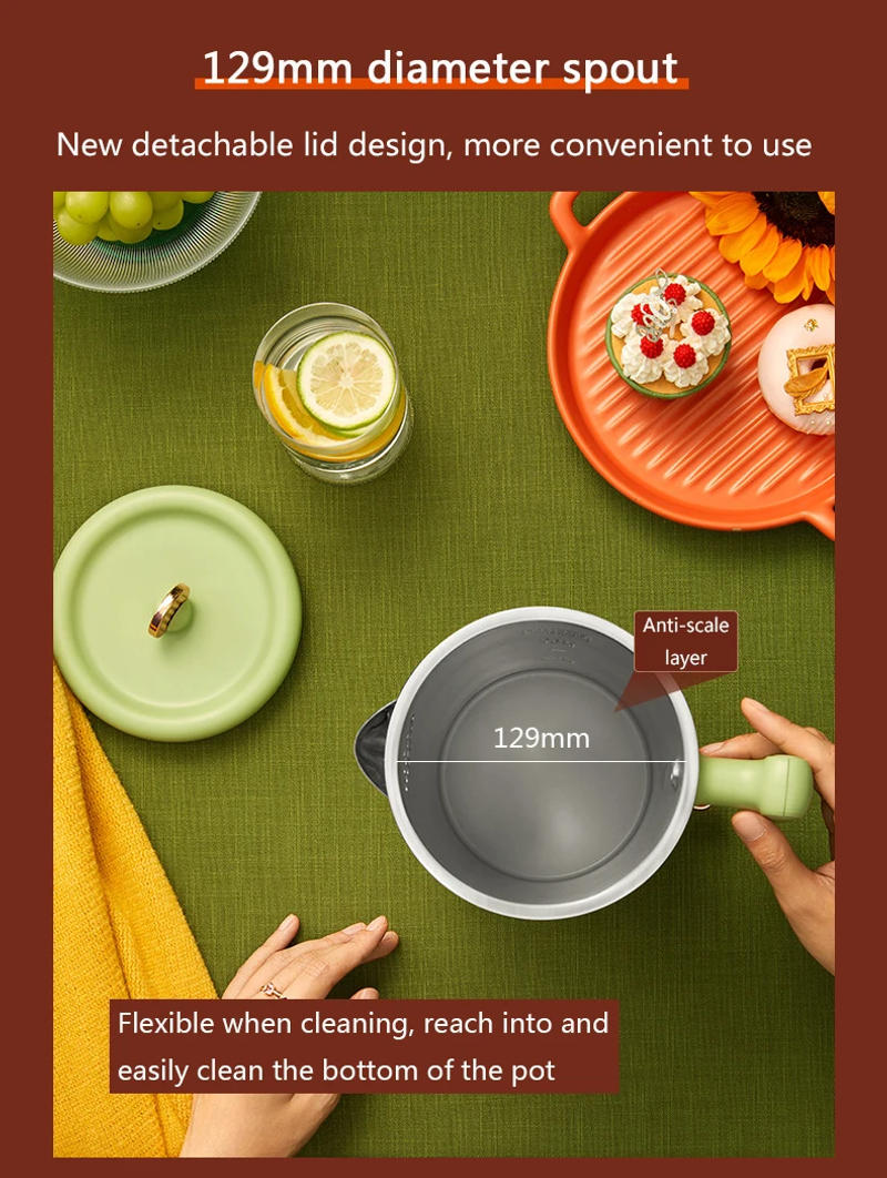 Description Picture 6 of itemDMWD 1.2L Electric Kettle Retro Water Heater Boiler Fast Heating Machine Portable Tea Maker Coffee Pot 304 Stainless Steel 220V