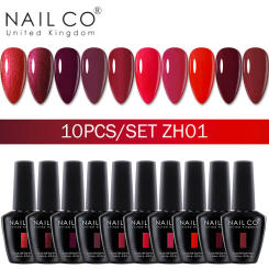 NAILCO 15ml Nail Polish Set 10Pcs Hybrid Varnishes Base Top Coat  Soak Off Nails Art Manicure UV LED Lamp Gel Polish Varnish Set