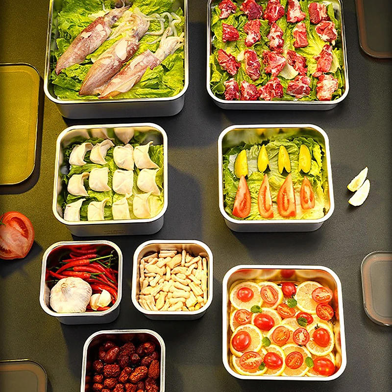 Description Picture 6 of itemStainless Steel Fresh-keeping Box Sealed Bento Box Refrigerator Quick Freezing Refrigerated Storage Storage Box Lunch Box