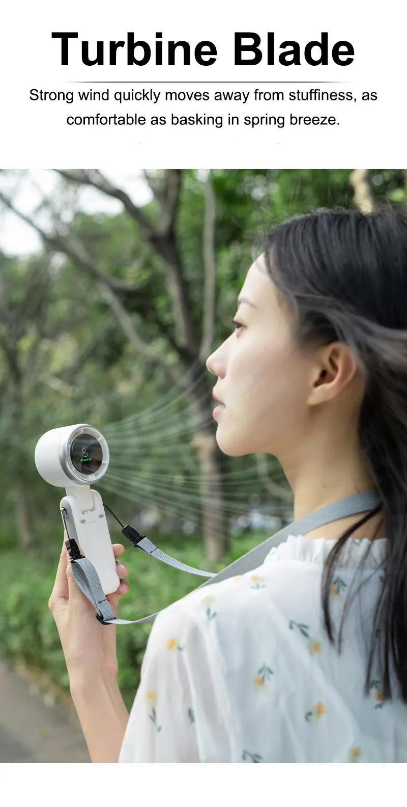 Description Picture 6 of itemPortable Handheld Electric Fan 5 Speeds Adjustable Turbo 3600MAH Battery Fans LED Display Rechargeable Ice Cooling Personal Fan