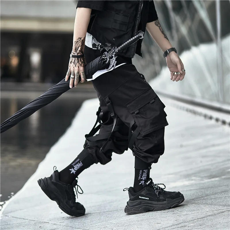 Description Picture 5 of itemDark high street functional style work trousers concealer tactical multi-pocket leggings casual pants
