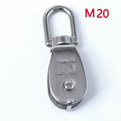 Stainless Steel M20 Pulley Wire Single Wheel Swivel Lifting Rope Block For Durable Gravity Skating