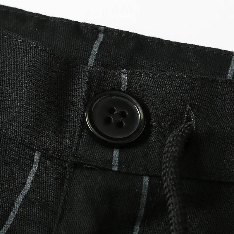 Description Picture 6 of item2023 Spring/Summer New Front Button Zipper Drawstring Stripe Casual Personalized Leggings