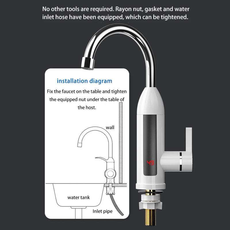 Description Picture 4 of item3000W Tankless Heating Faucet 360 Degree Adjustable Electric Hot Water Heater Faucet Fast Heating Tap Kitchen Supplies