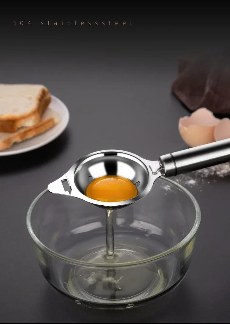 Description Picture 2 of itemStainless Steel Egg Separator Spoon Divider - Kitchen Tool for Separating Egg Yolk from White, Baking Utensil with Filter Design