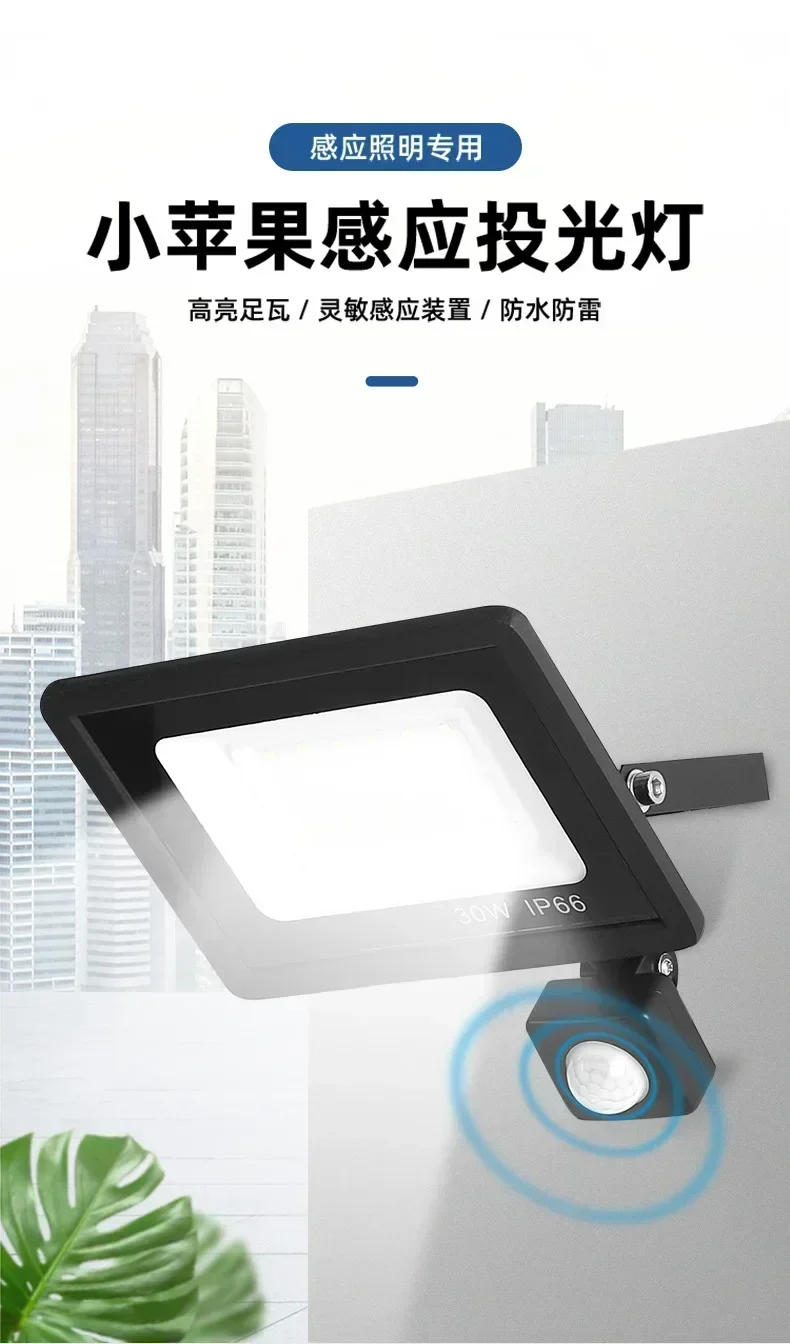 Description Picture 2 of itemLED Smart Sensor Flood Light, Outdoor Wall Light, Garden Waterproof Spotlight, Black and White, 10W, 20W, 30W, 50W, 100W, 220V